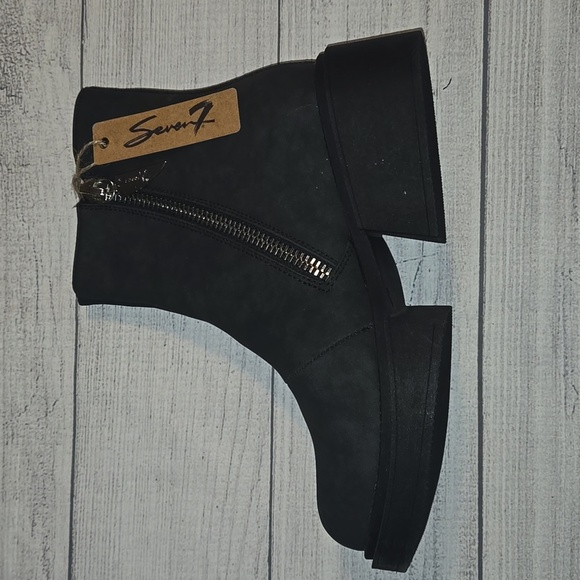 Seven7 Women's Chunky Heel Booties w/ Side Zippers Black Size 9 NWT - Picture 2 of 16